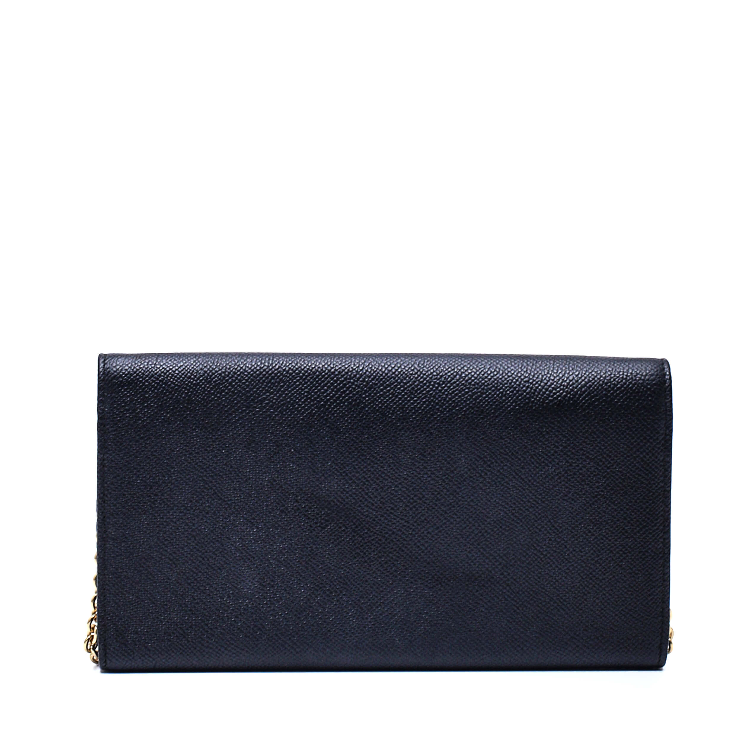 Dolce&Gabbana - Black Leather Clutch With Chain WOC Bag